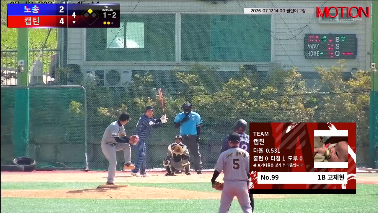 고재현(99번, 캡틴) 1루타 클립 | vs 노송 | 7/12 (필연야구장)