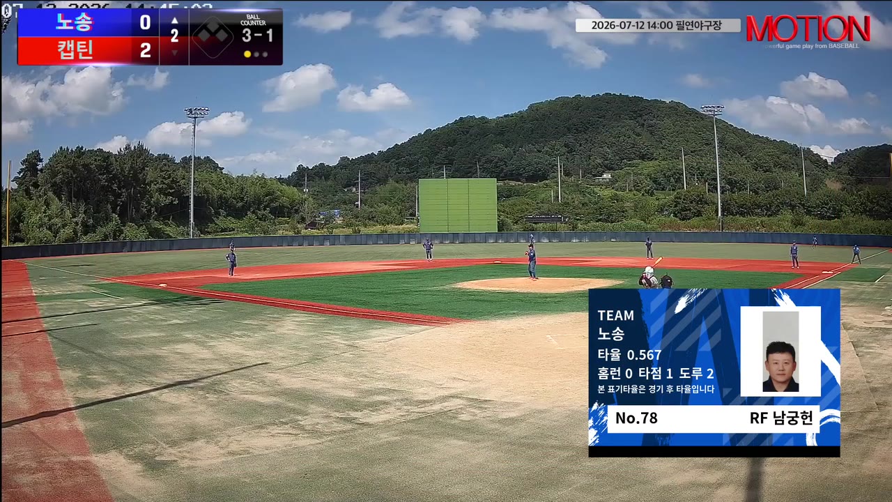 남궁헌(78번, 노송) 볼넷 클립 | vs 캡틴 | 7/12 (필연야구장)