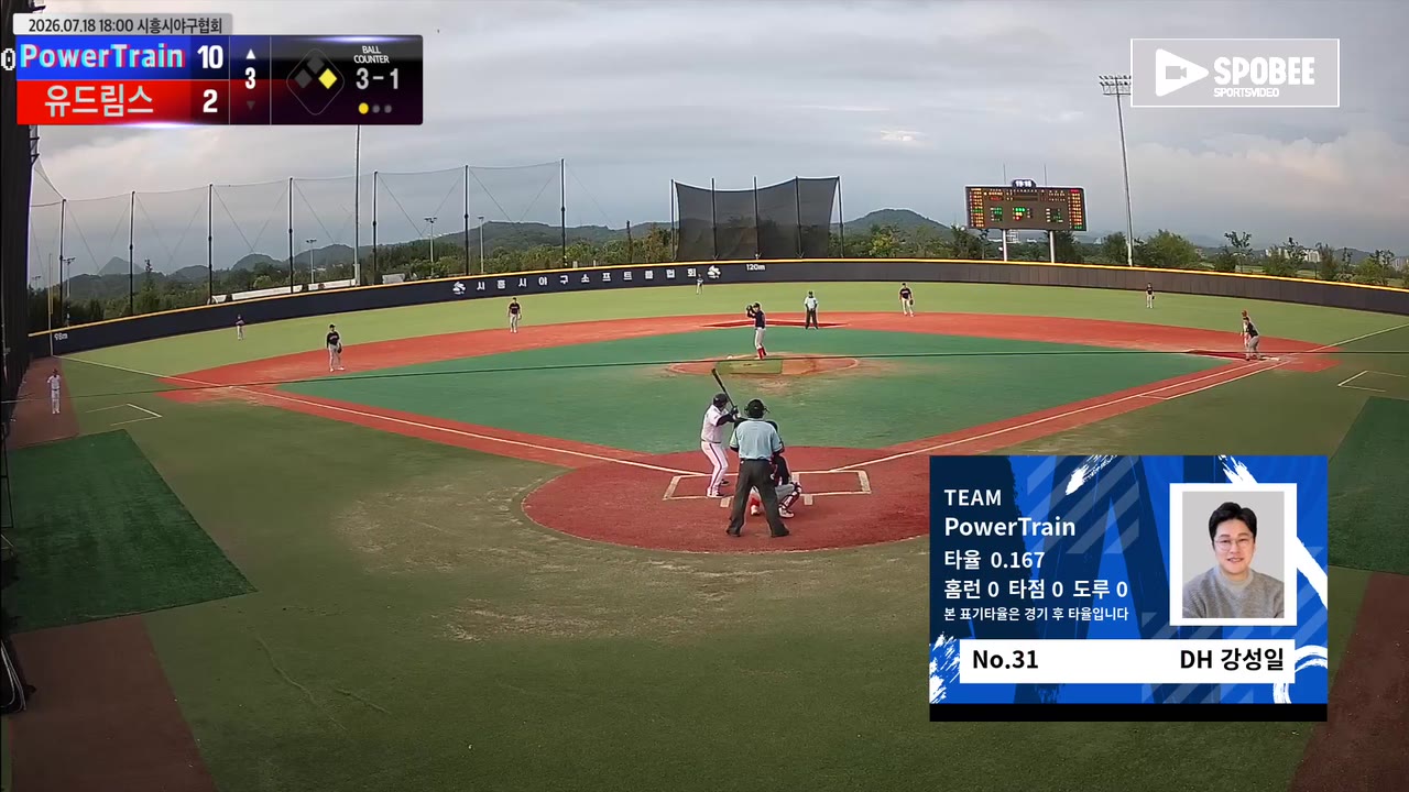 강성일(31번, PowerTrain) 볼넷 클립 | vs 유드림스 | 7/18 (에코피아야구장)