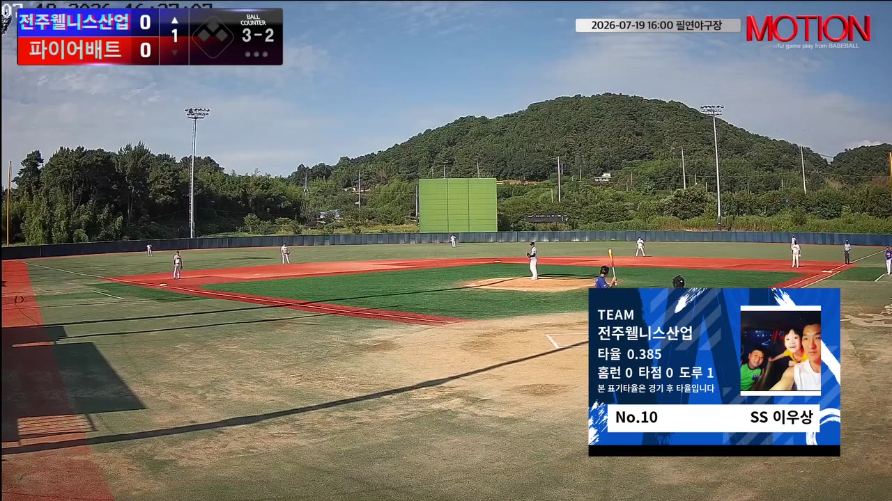 이우상(10번, 전주웰니스산업) 볼넷 클립 | vs 파이어배트 | 7/19 (필연야구장)