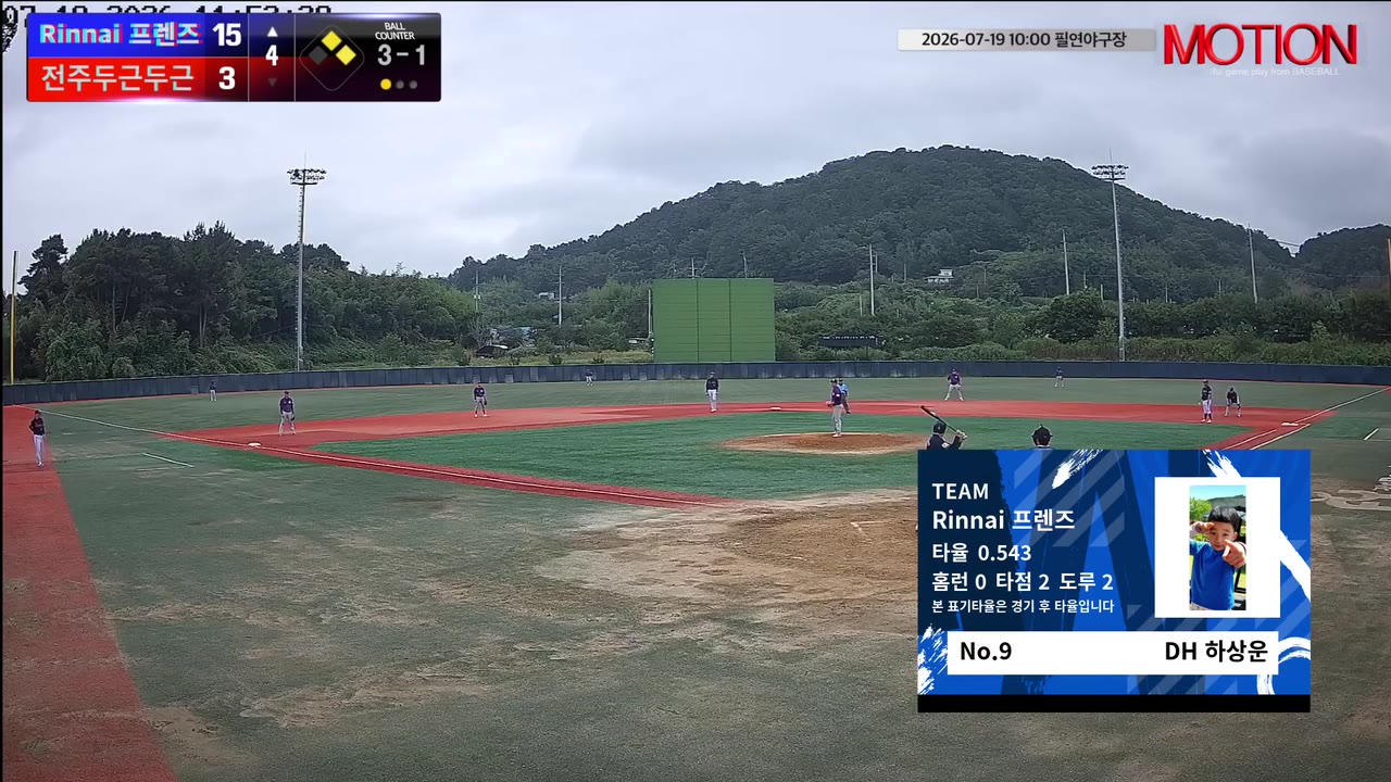 하상운(9번, Rinnai 프렌즈) 볼넷 클립 | vs 전주두근두근 | 7/19 (필연야구장)