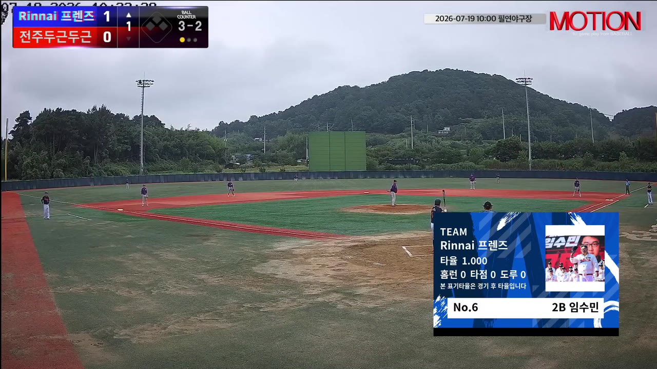 임수민(6번, Rinnai 프렌즈) 볼넷 클립 | vs 전주두근두근 | 7/19 (필연야구장)