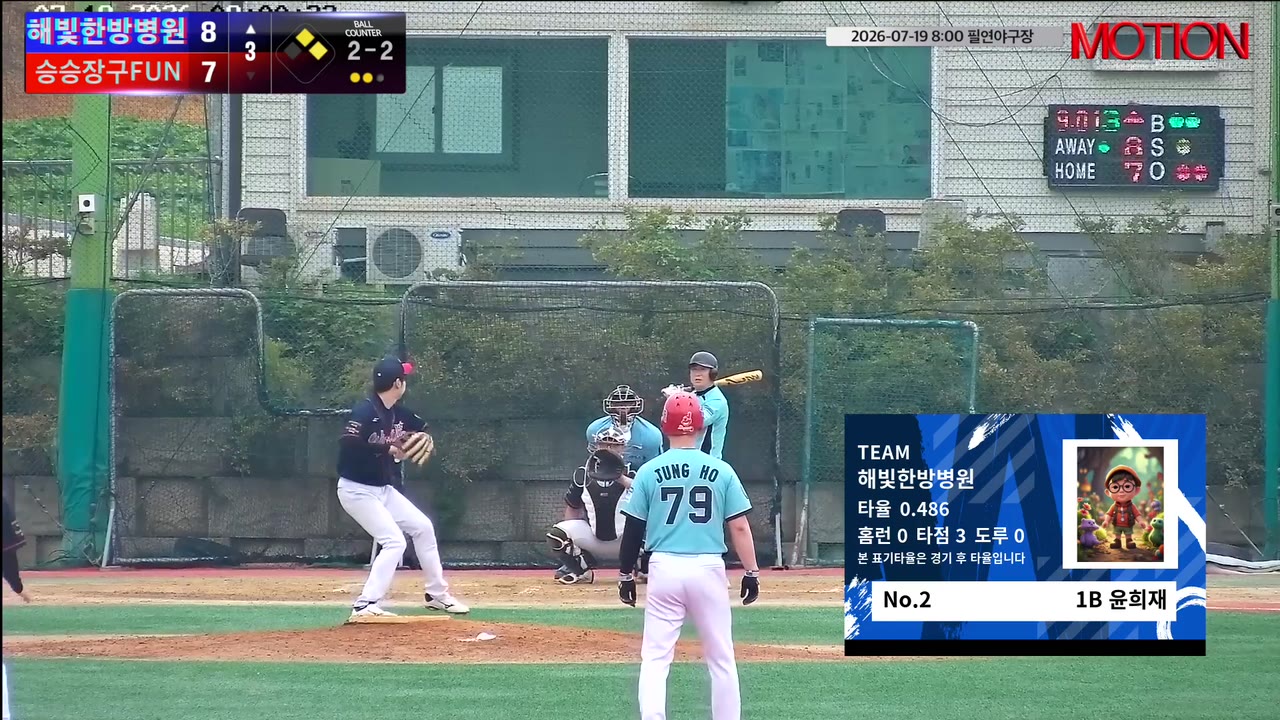 윤희재(2번, 해빛한방병원) 사구 클립 | vs 승승장구FUN | 7/19 (필연야구장)