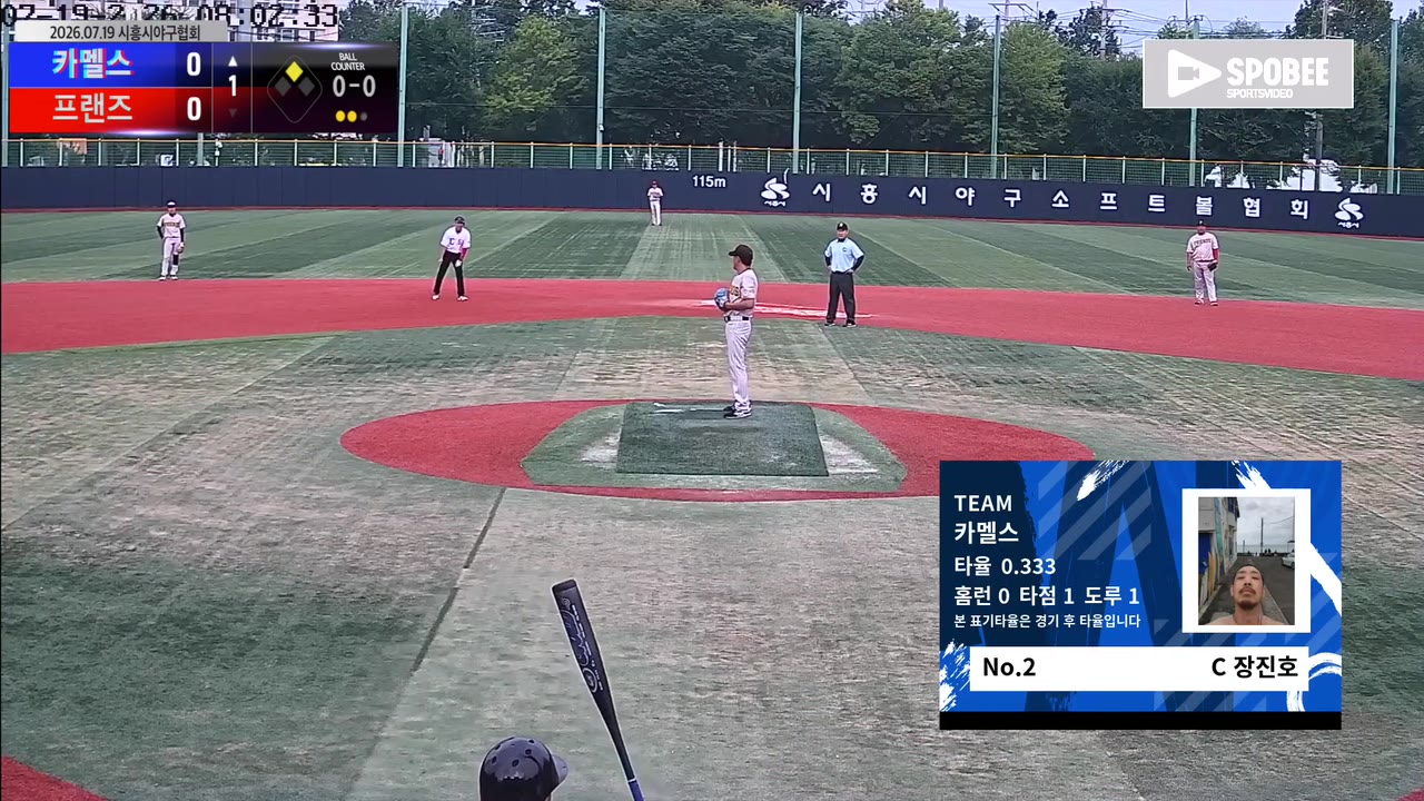 장진호(2번, 카멜스) 실책 클립 | vs 프랜즈 | 7/19 (소망야구장)