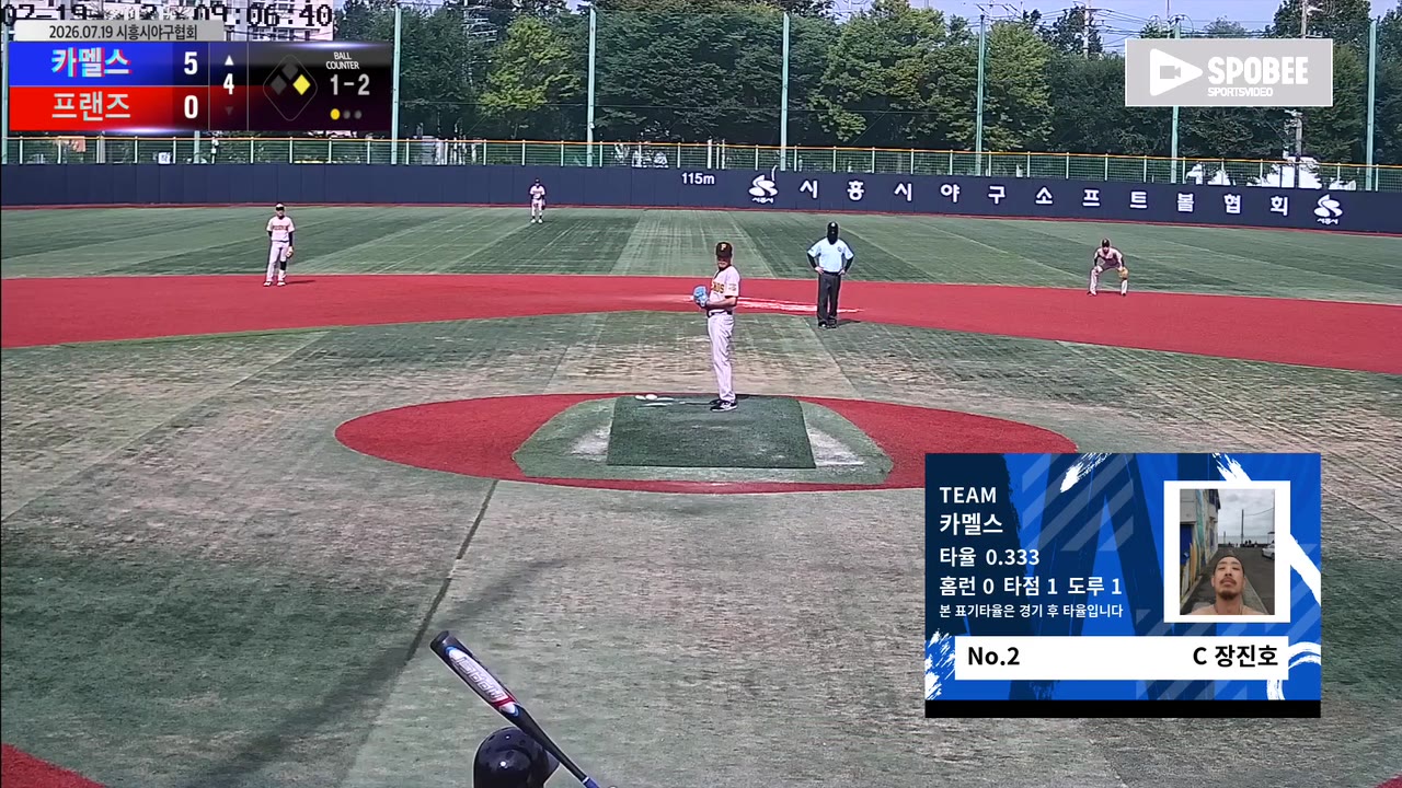 장진호(2번, 카멜스) 사구 클립 | vs 프랜즈 | 7/19 (소망야구장)