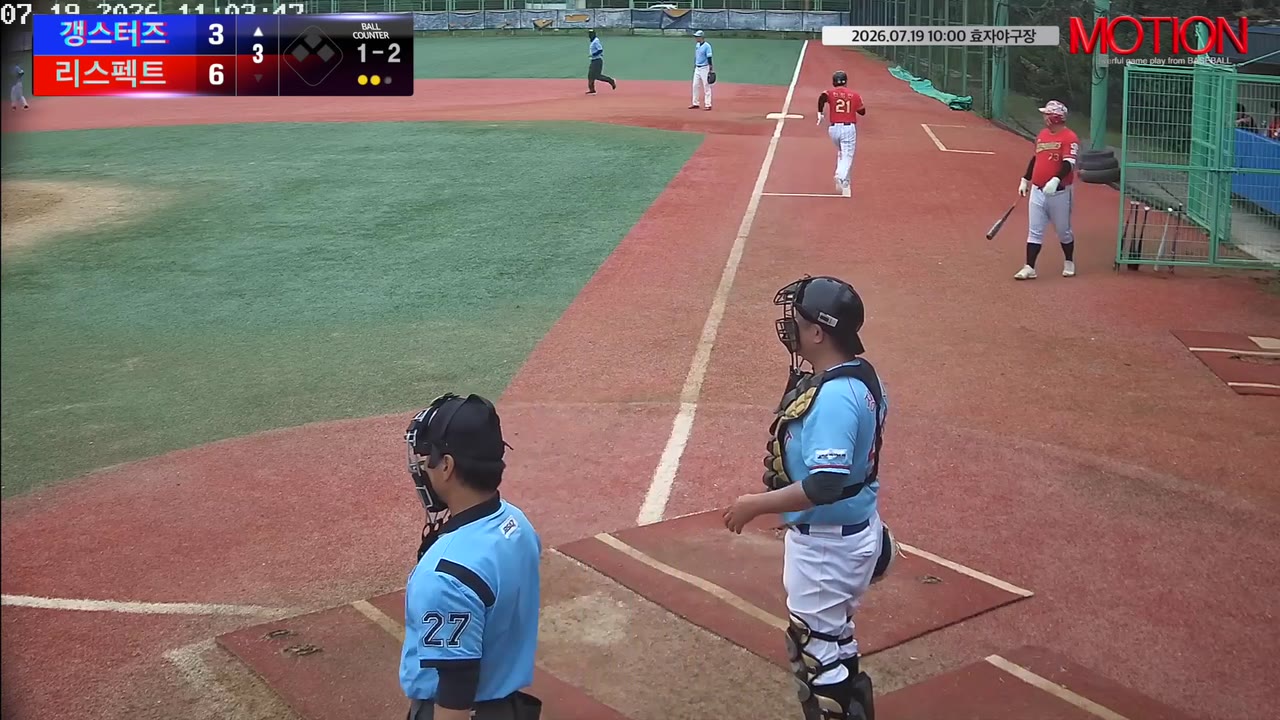 천정만(21번, 갱스터즈) 2루타 클립 | vs 리스펙트 | 7/19 (효자야구장)