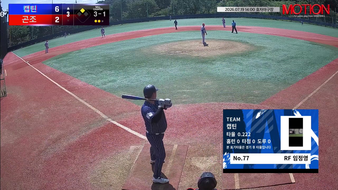 임정영(77번, 캡틴) 사구 클립 | vs 곤조 | 7/19 (효자야구장)