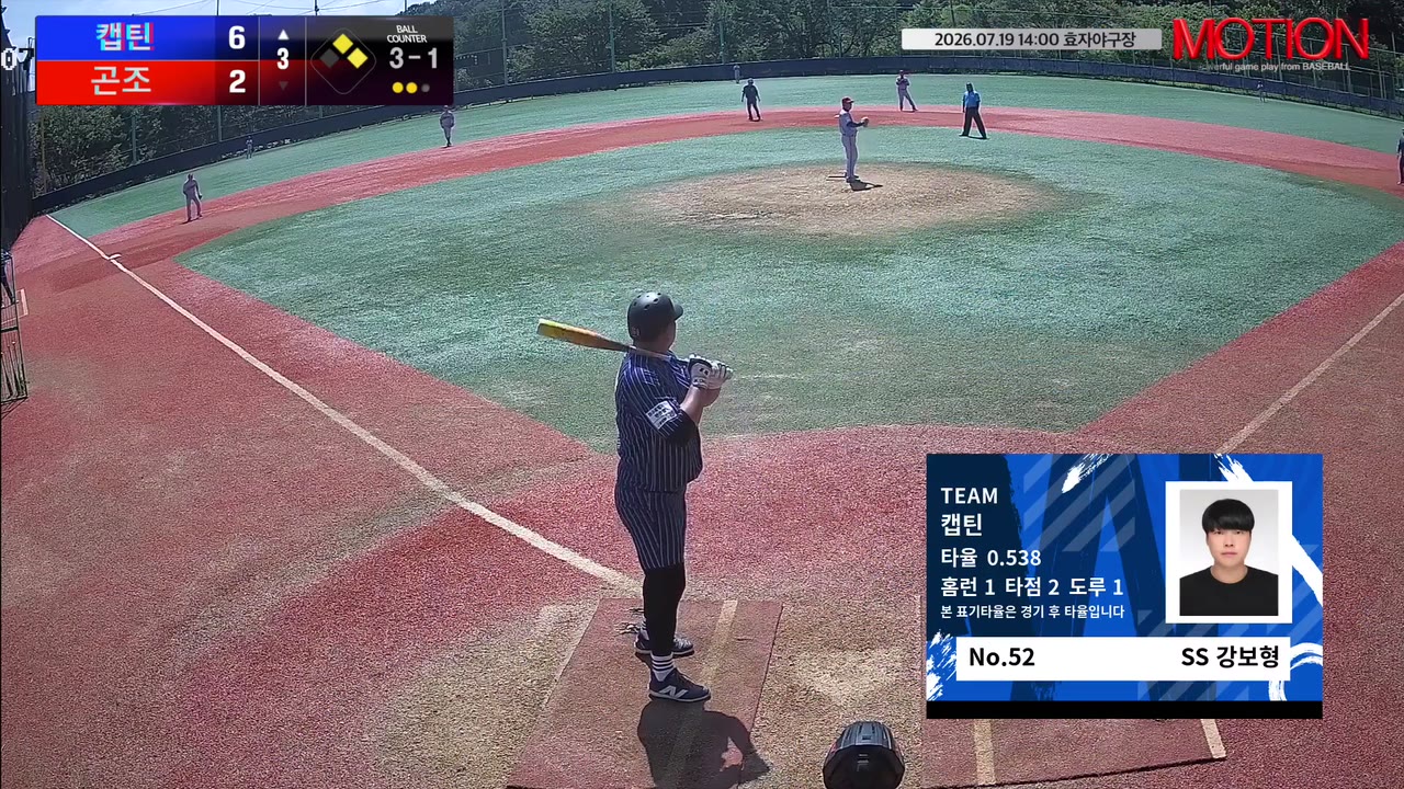 강보형(52번, 캡틴) 2루타 클립 | vs 곤조 | 7/19 (효자야구장)