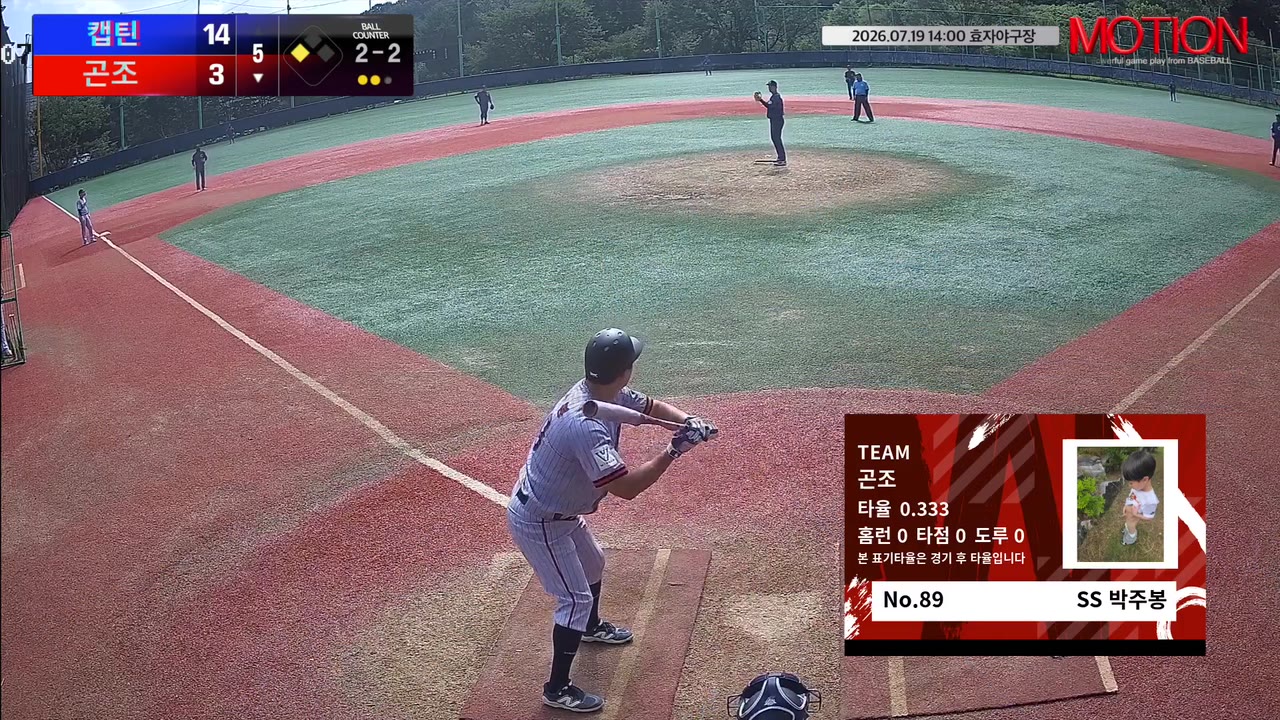 박주봉(89번, 곤조) 1루타 클립 | vs 캡틴 | 7/19 (효자야구장)