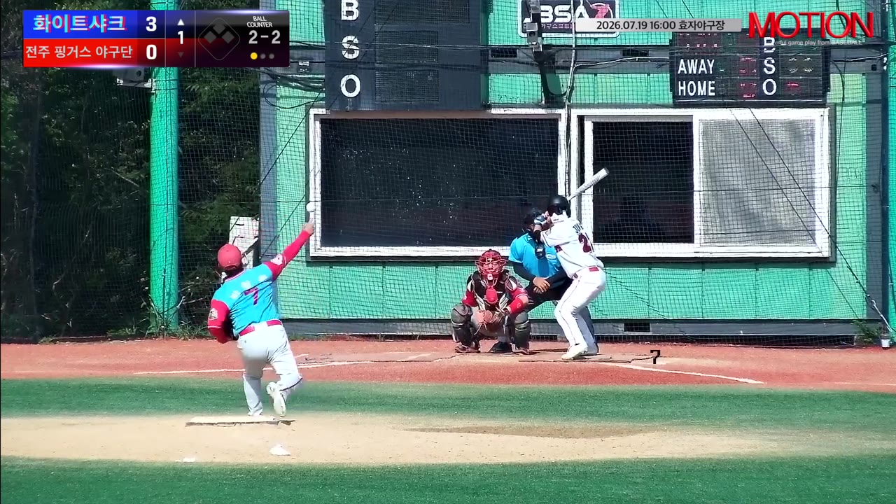 강준기(22번, 화이트샤크) 2루타 클립 | vs 전주 핑거스 야구단 | 7/19 (효자야구장)