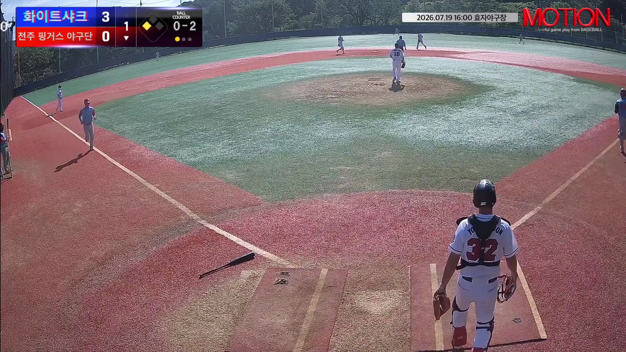 최락훈(34번, 전주 핑거스 야구단) 1루타 클립 | vs 화이트샤크 | 7/19 (효자야구장)