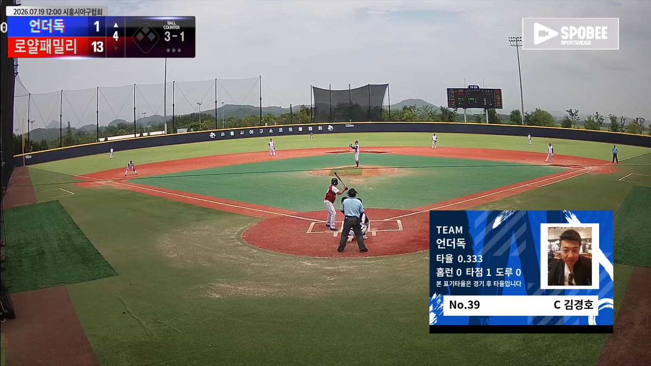김경호(39번, 언더독) 볼넷 클립 | vs 로얄패밀리 | 7/19 (에코피아야구장)