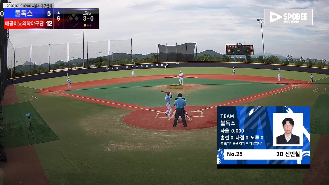 신민철(25번, 불독스) 볼넷 클립 | vs 배곧비뇨의학야구단 | 7/19 (에코피아야구장)