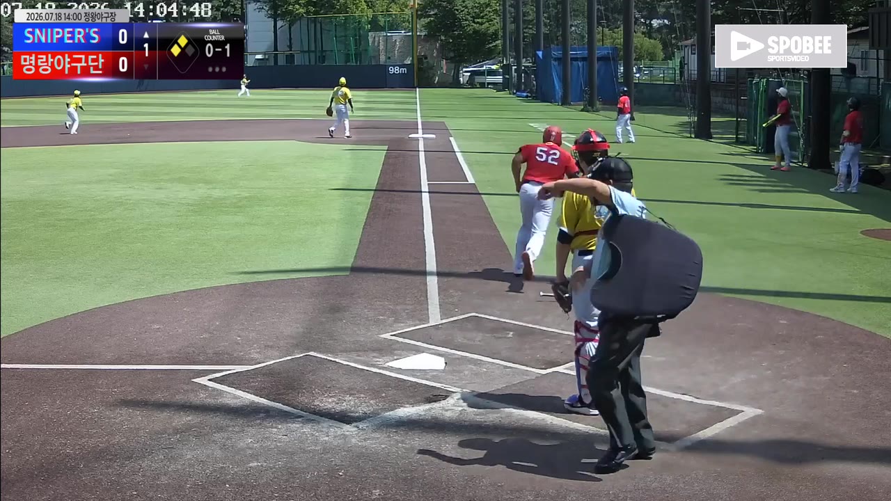 안정환(52번, SNIPER'S) 2루타 클립 | vs 명랑야구단 | 7/18 (정왕야구장)