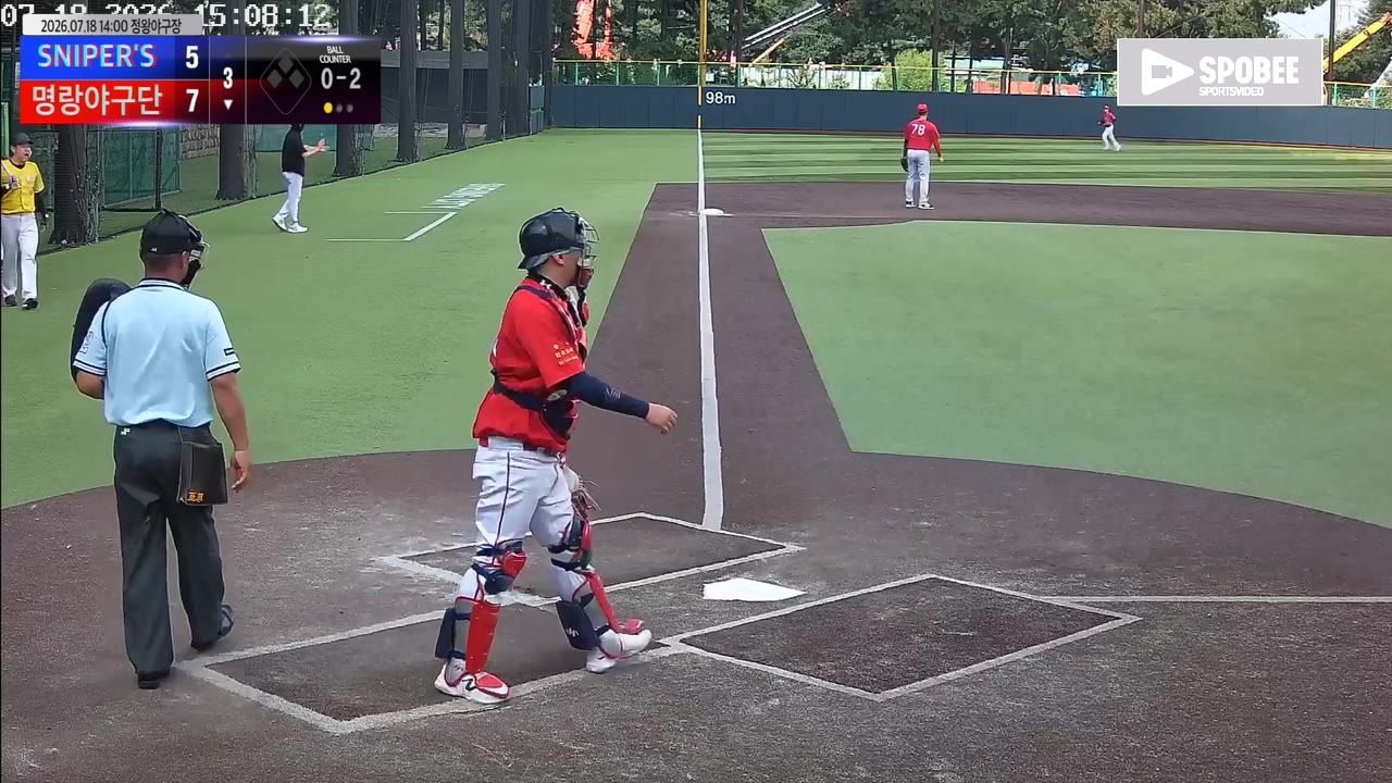 정진호(80번, 명랑야구단) 1루타 클립 | vs SNIPER'S | 7/18 (정왕야구장)