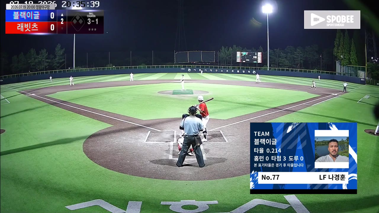 나경훈(77번, 블랙이글) 실책 클립 | vs 래빗츠 | 7/19 (정왕야구장)