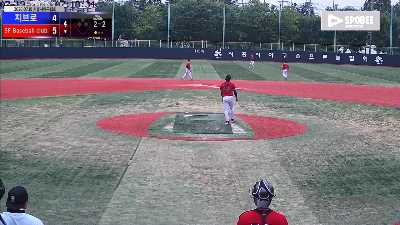 이상민(36번, SF Baseball club) 1루타 클립 | vs 지브로 | 7/19 (소망야구장)