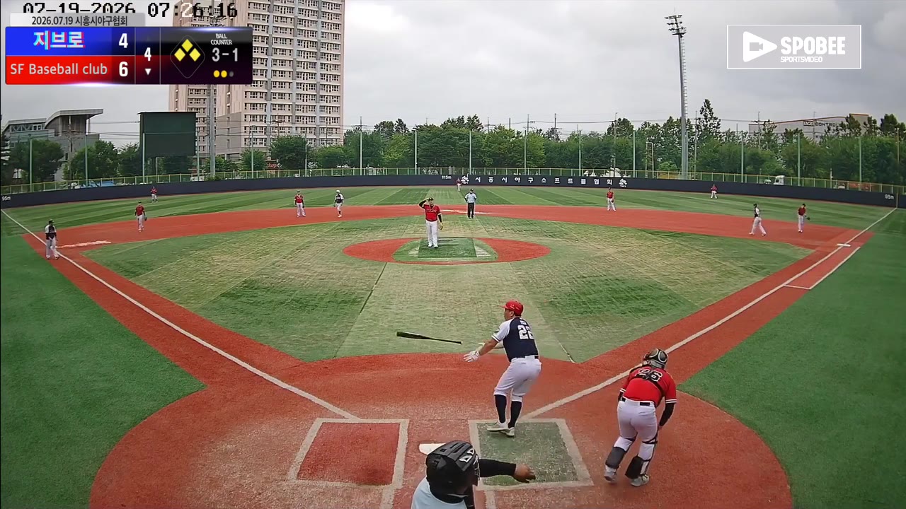 안정훈(22번, SF Baseball club) 볼넷 클립 | vs 지브로 | 7/19 (소망야구장)