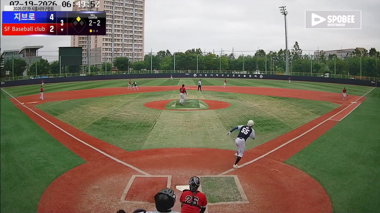 신충식(55번, SF Baseball club) 1루타 클립 | vs 지브로 | 7/19 (소망야구장)