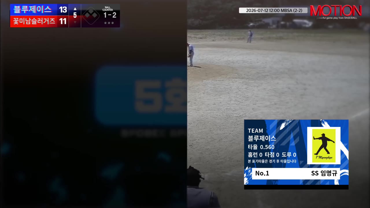 임명규(1번, 블루제이스) 사구 클립 | vs 꽃미남슬러거즈 | 7/12 (2구장)