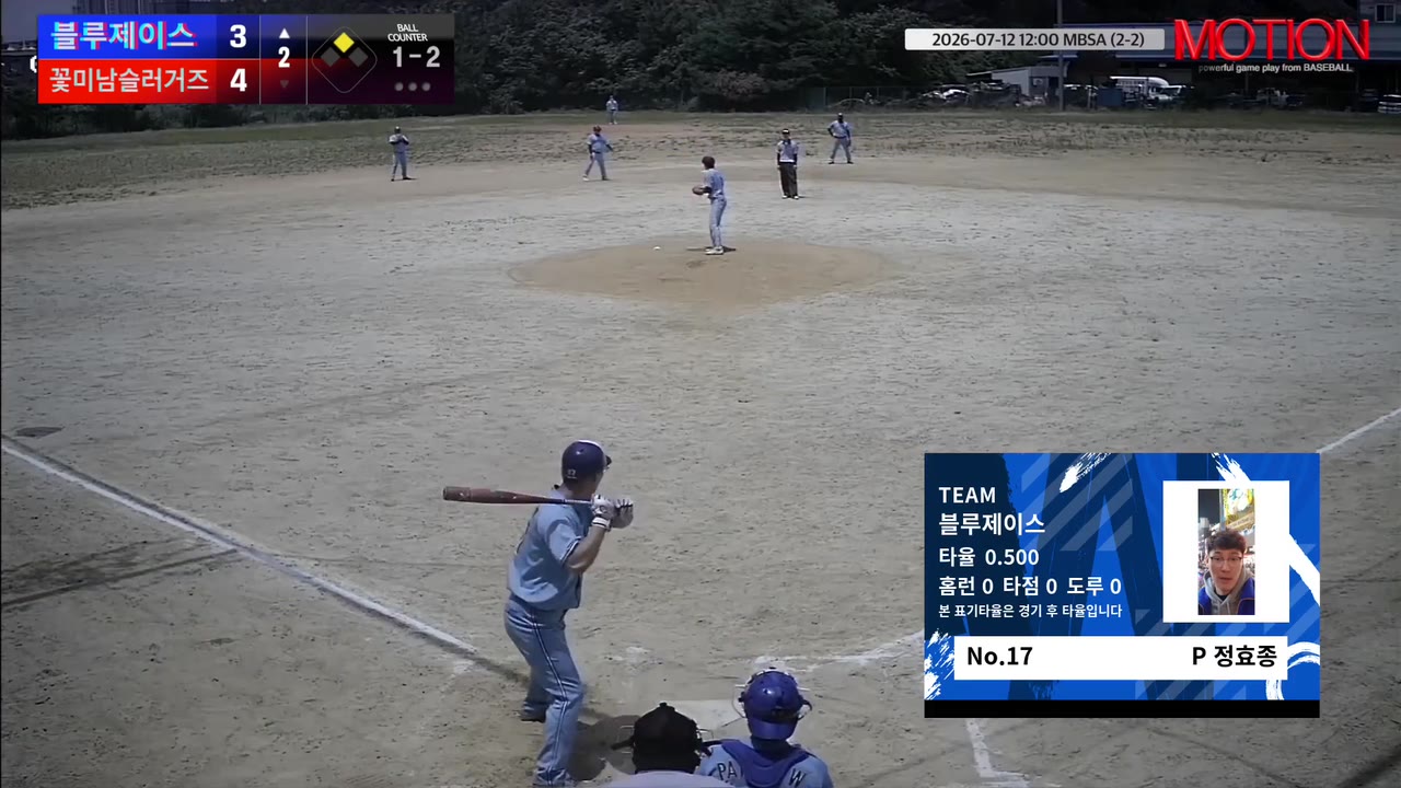 정효종(17번, 블루제이스) 1루타 클립 | vs 꽃미남슬러거즈 | 7/12 (2구장)