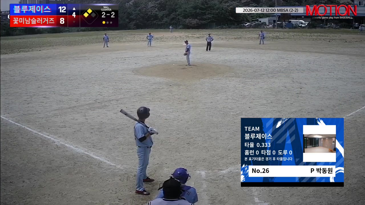 박동원(26번, 블루제이스) 1루타 클립 | vs 꽃미남슬러거즈 | 7/12 (2구장)
