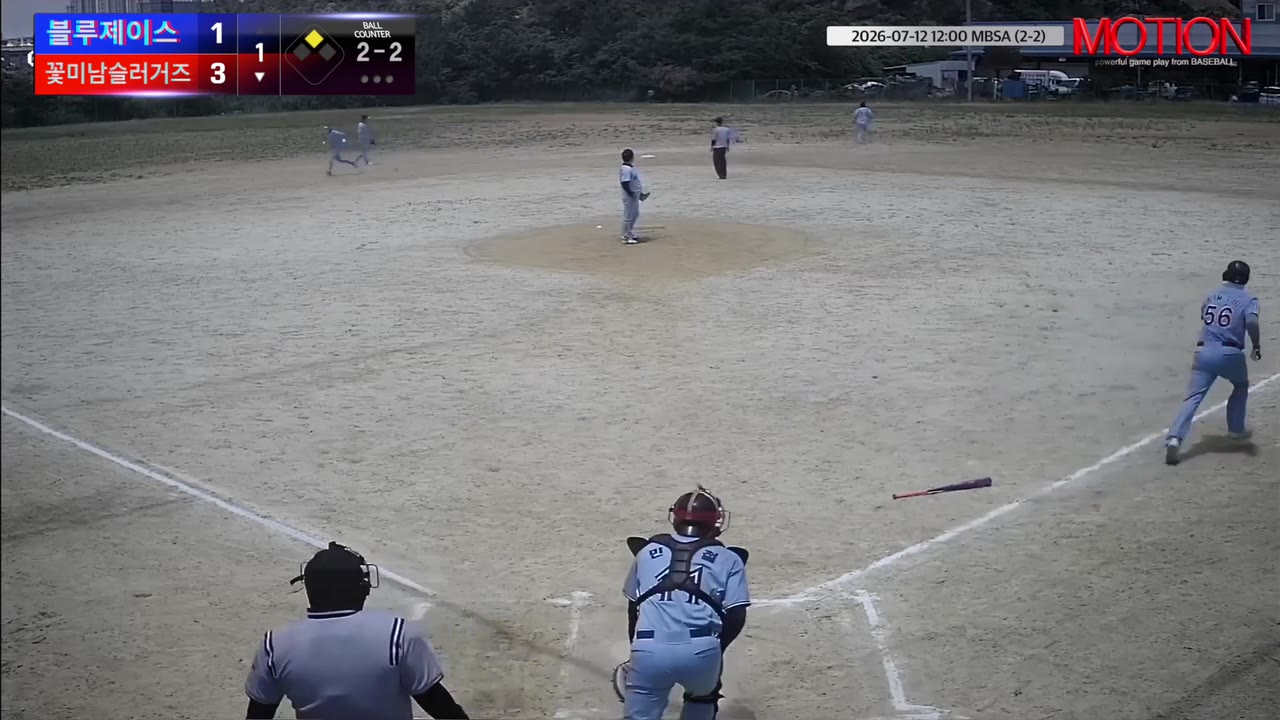 김상훈(56번, 꽃미남슬러거즈) 1루타 클립 | vs 블루제이스 | 7/12 (2구장)