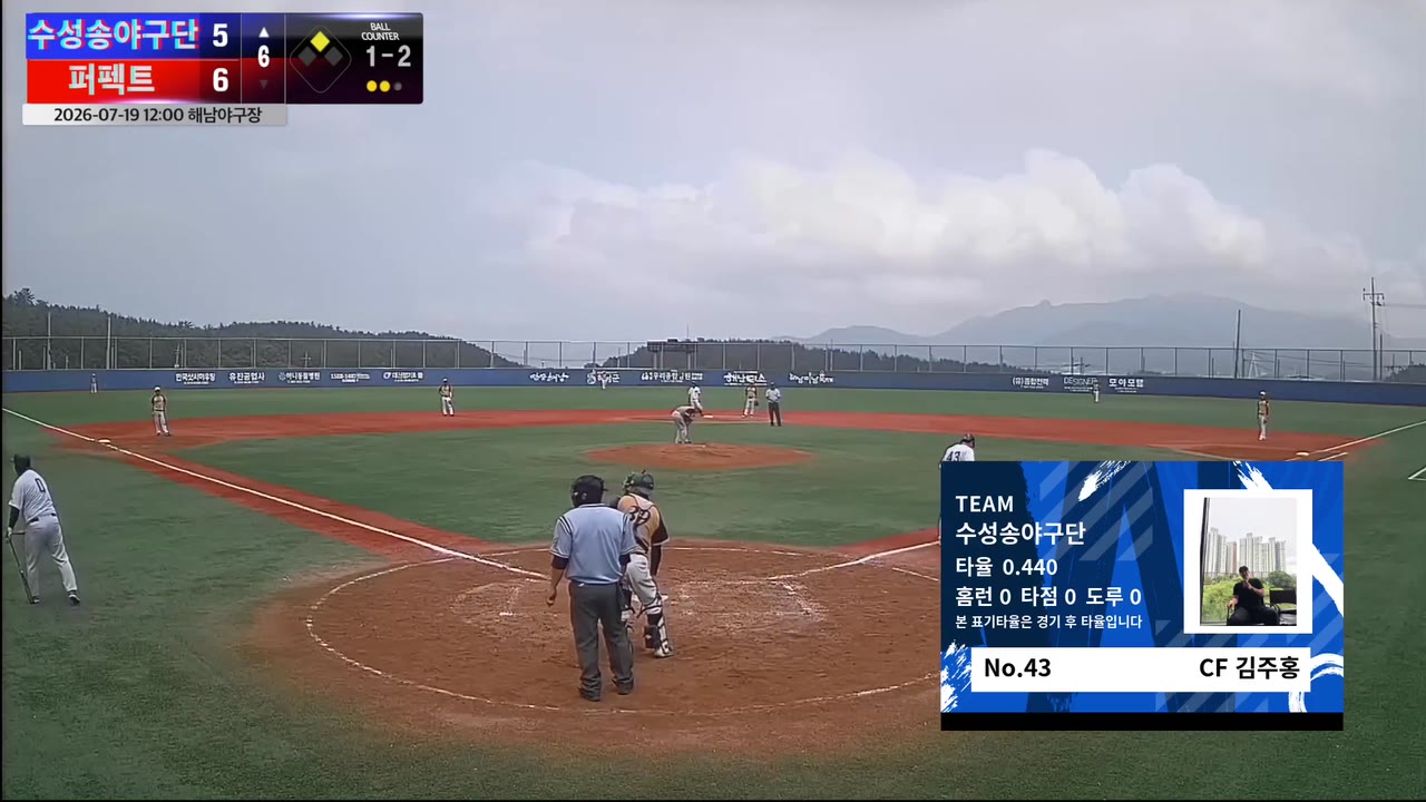 김주홍(43번, 수성송야구단) 고의사구 클립 | vs 퍼펙트 | 7/19 (해남야구장)
