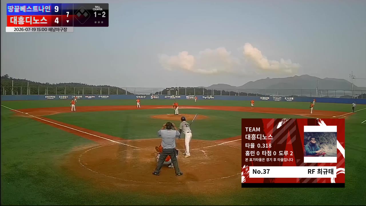 최규태(37번, 대흥디노스) 실책 클립 | vs 땅끝베스트나인 | 7/19 (해남야구장)