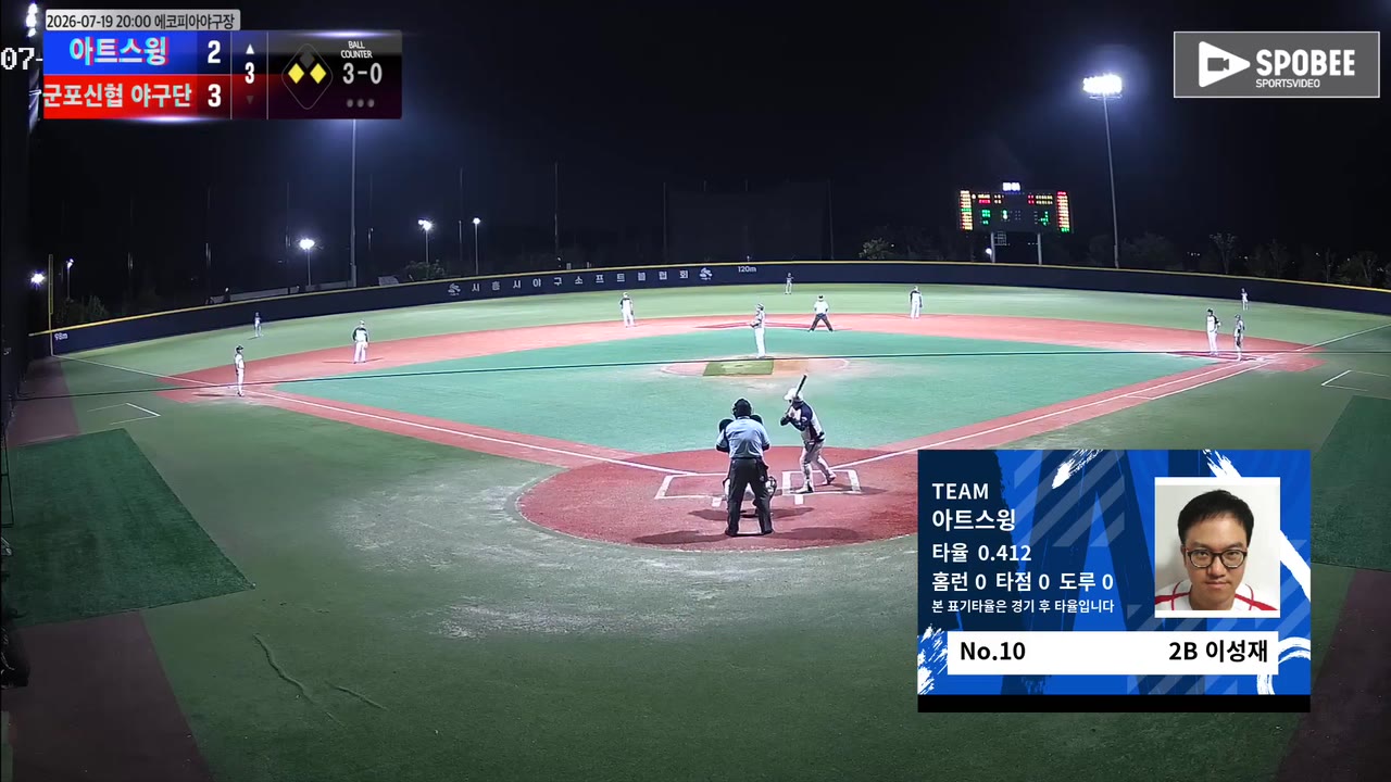 이성재(10번, 아트스윙) 실책 클립 | vs 군포신협 야구단 | 7/19 (에코피아야구장)