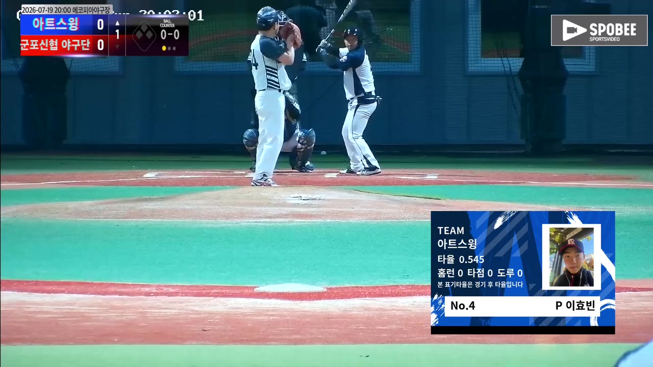 이효빈(4번, 아트스윙) 1루타 클립 | vs 군포신협 야구단 | 7/19 (에코피아야구장)