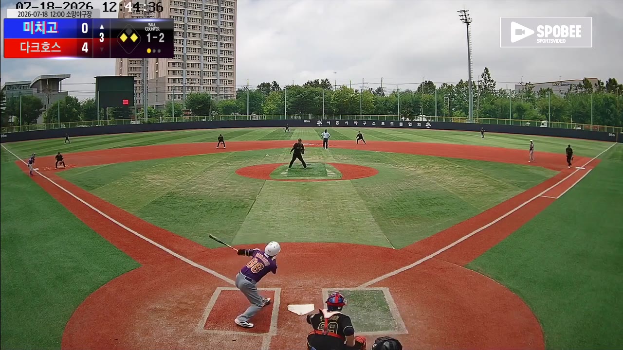 이해인(88번, 미치고) 1루타 클립 | vs 다크호스 | 7/18 (소망야구장)