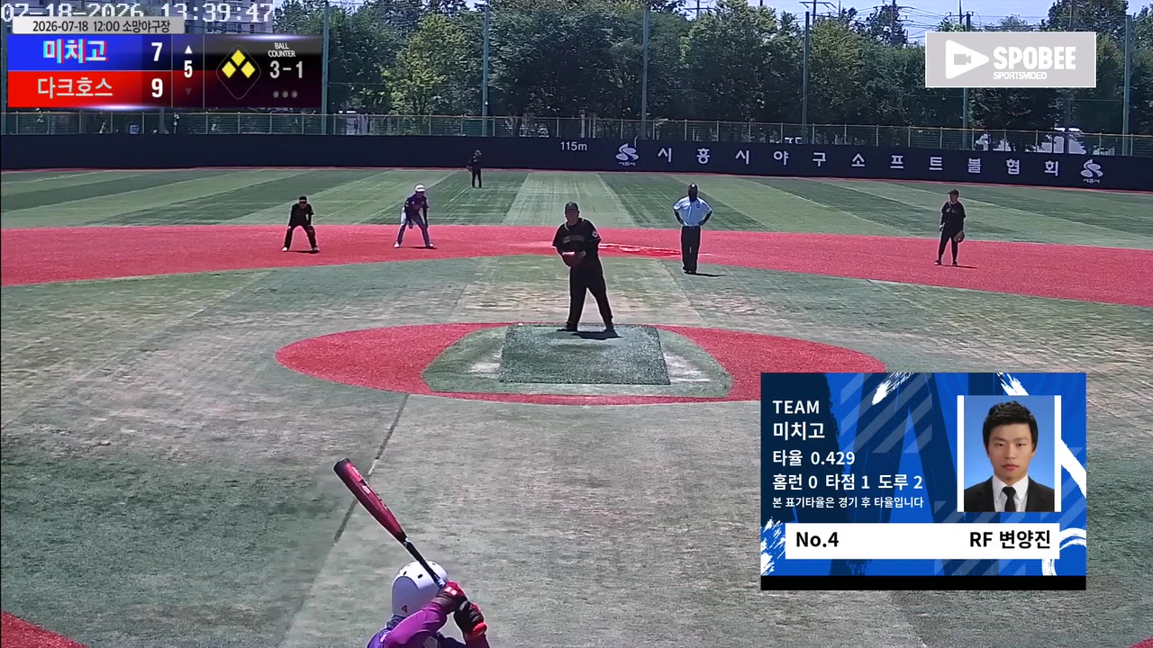 변양진(4번, 미치고) 실책 클립 | vs 다크호스 | 7/18 (소망야구장)