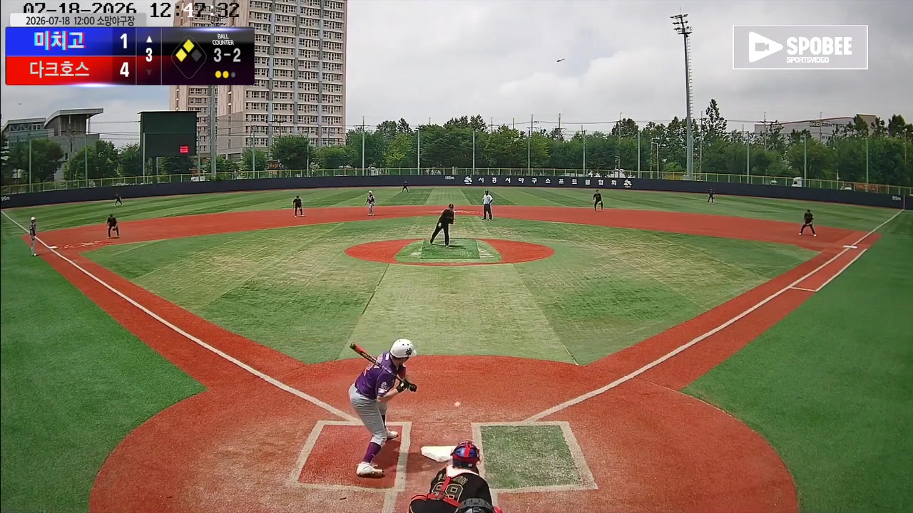 김  건(2번, 미치고) 볼넷 클립 | vs 다크호스 | 7/18 (소망야구장)