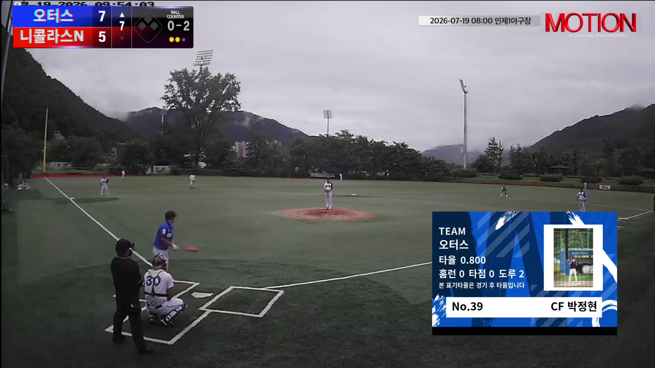 박정현(39번, 오터스) 1루타 클립 | vs 니콜라스N | 7/19 (인제2야구장)