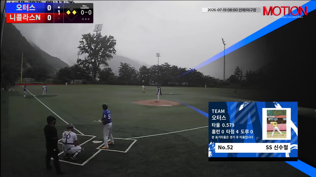 신수철(52번, 오터스) 1루타 클립 | vs 니콜라스N | 7/19 (인제2야구장)