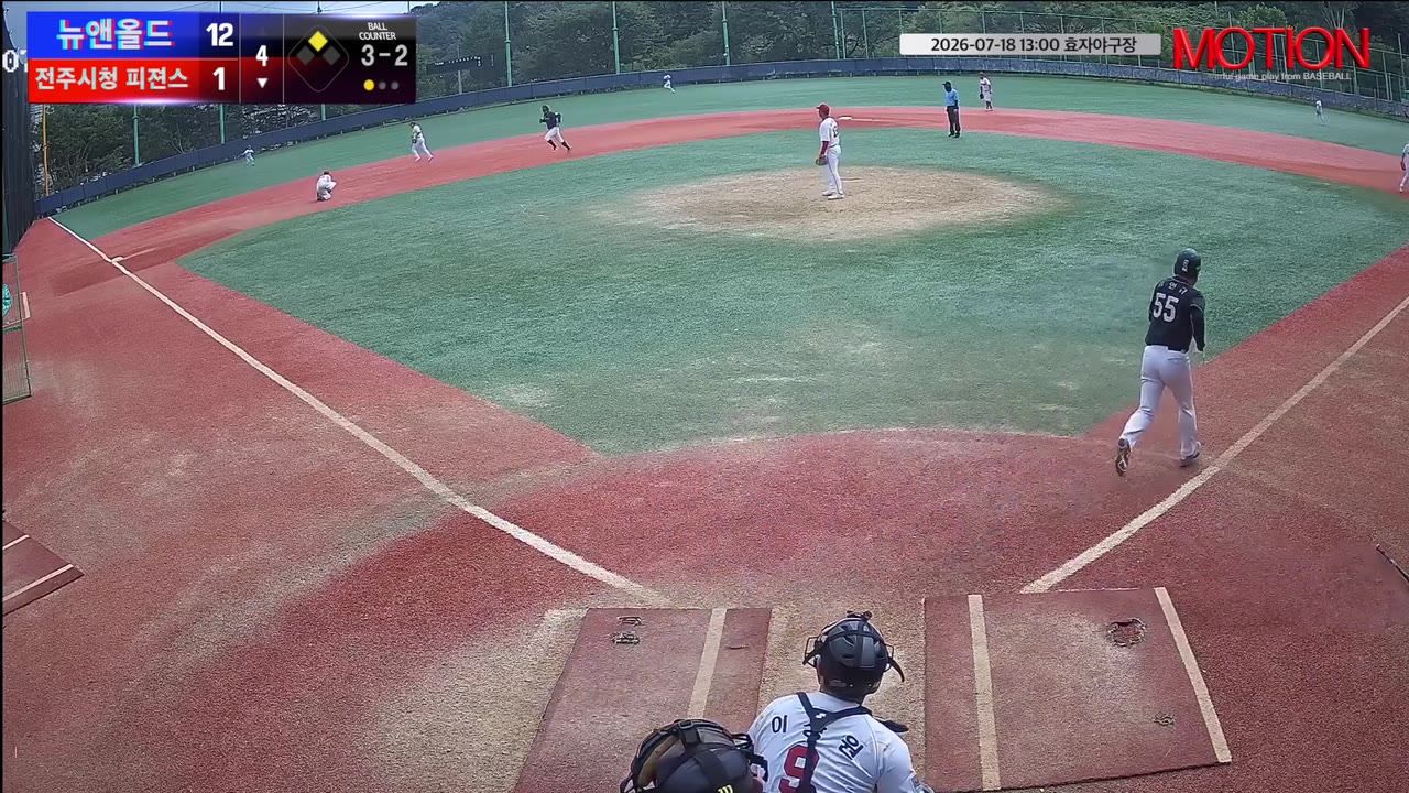 김인규(55번, 전주시청 피젼스 (Jeonju Pigeons)) 1루타 클립 | vs 뉴앤올드 | 7/18 (효자야구장)