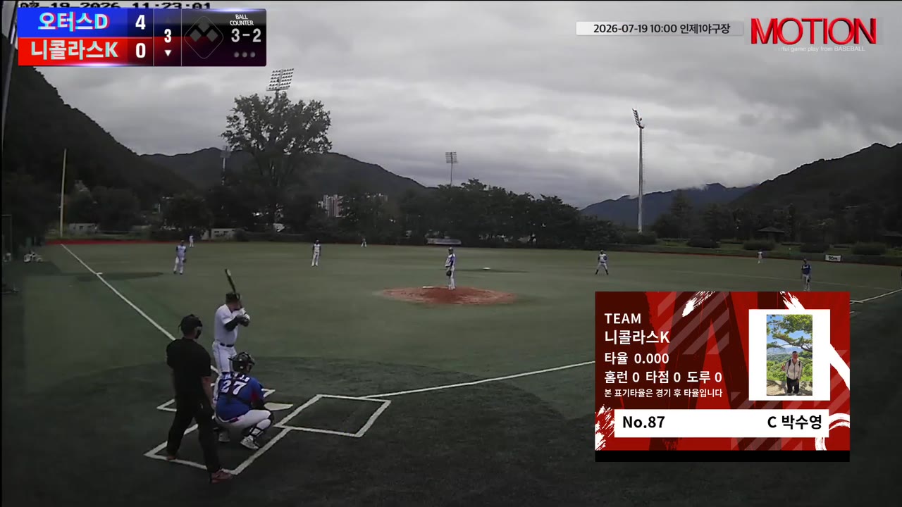 박수영(87번, 니콜라스K) 볼넷 클립 | vs 오터스D | 7/19 (인제2야구장)