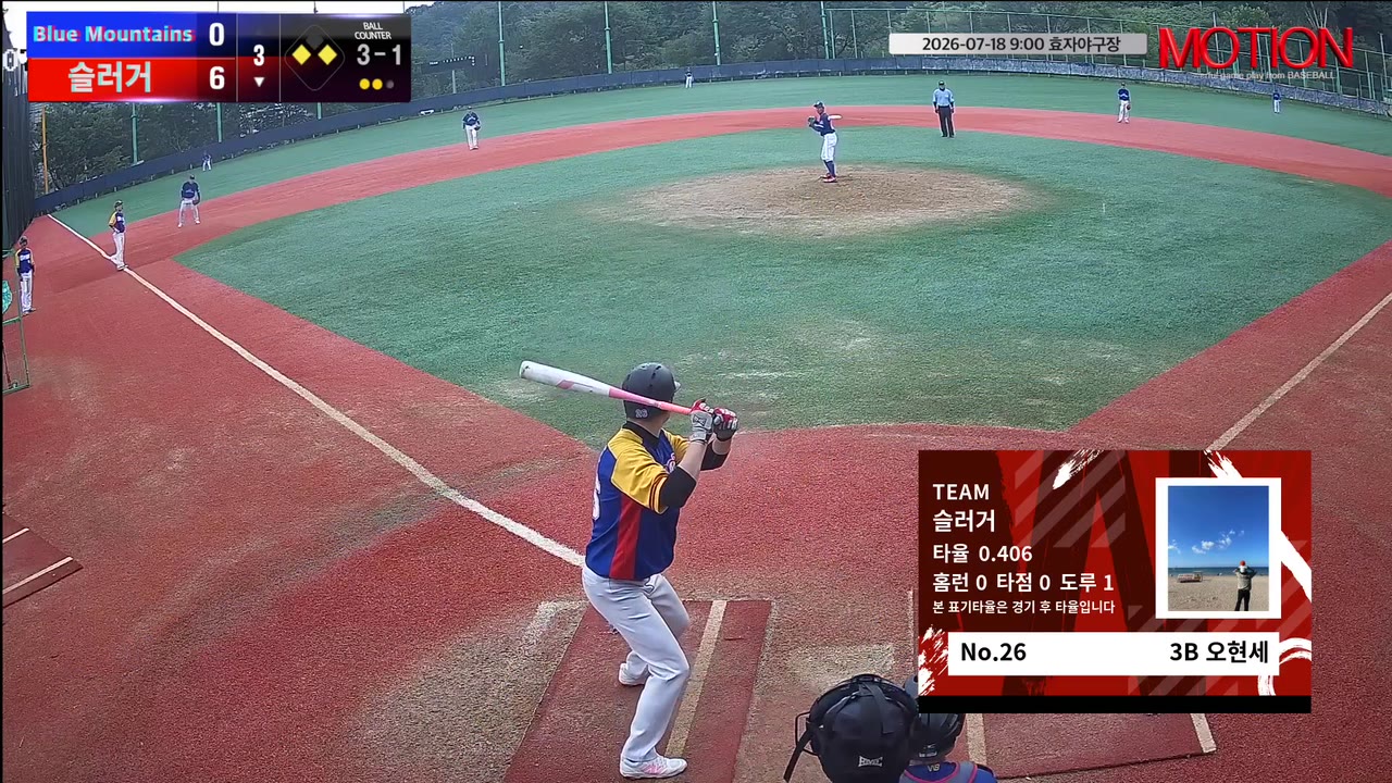 오현세(26번, 슬러거) 1루타 클립 | vs Blue Mountains(블루마운틴) | 7/18 (효자야구장)