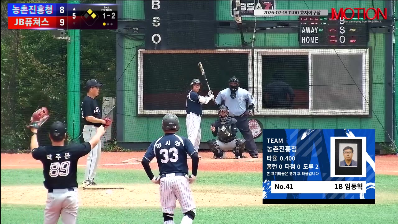 농촌진흥청 주요 플레이 모음 | vs JB퓨쳐스 | 7/18 (효자야구장)