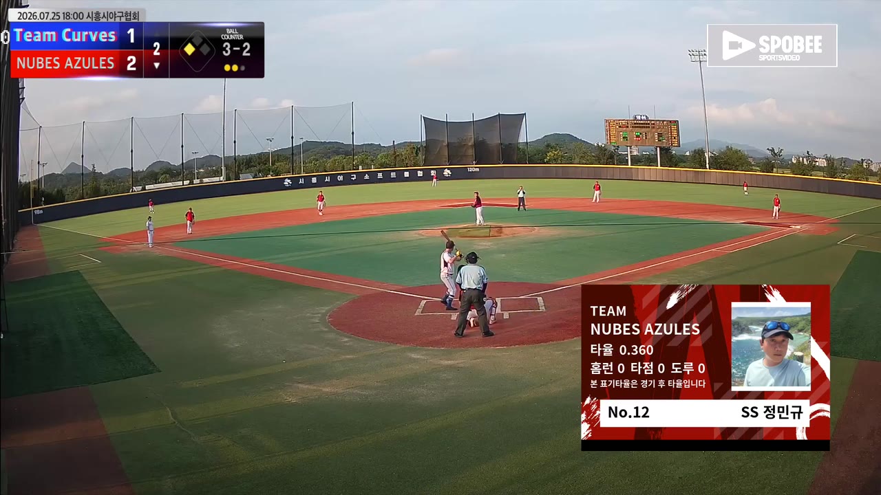 정민규(12번, NUBES AZULES) 실책 클립 | vs Team Curves | 7/25 (에코피아야구장)