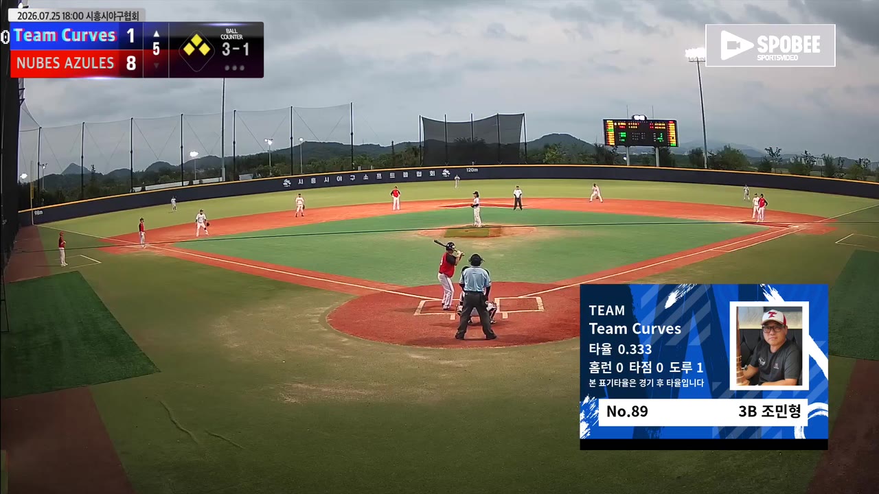 조민형(89번, Team Curves) 1루타 클립 | vs NUBES AZULES | 7/25 (에코피아야구장)