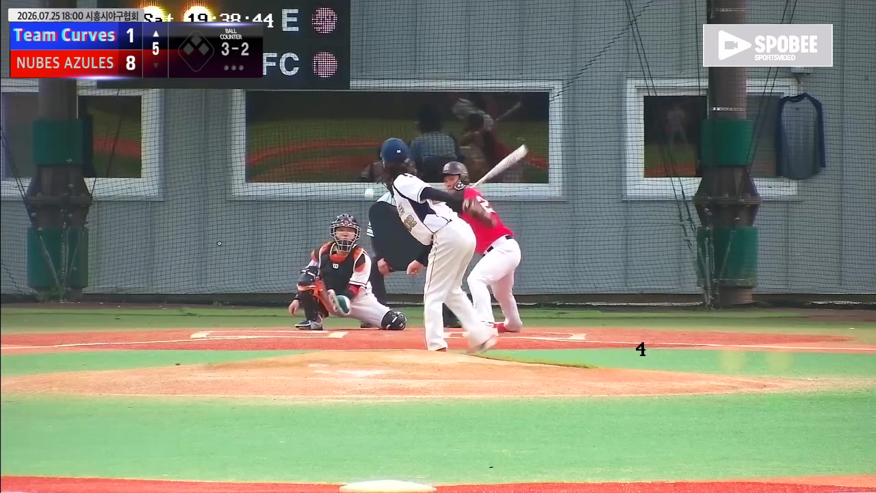 한민탁(29번, Team Curves) 1루타 클립 | vs NUBES AZULES | 7/25 (에코피아야구장)