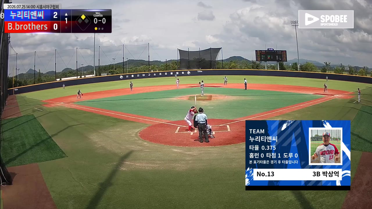 박상억(13번, 누리티앤씨) 사구 클립 | vs B.brothers | 7/25 (에코피아야구장)
