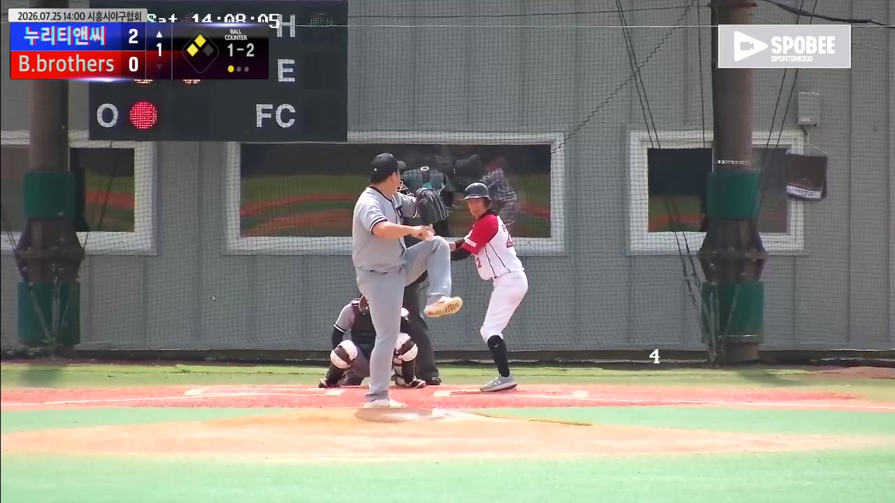 구자원(21번, 누리티앤씨) 낫아웃 클립 | vs B.brothers | 7/25 (에코피아야구장)