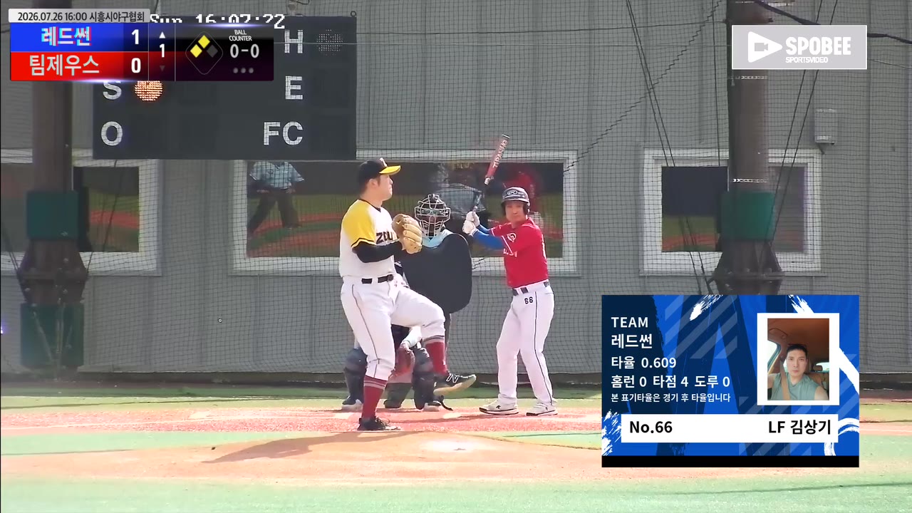 김상기(66번, 레드썬) 3루타 클립 | vs 팀제우스 | 7/26 (에코피아야구장)