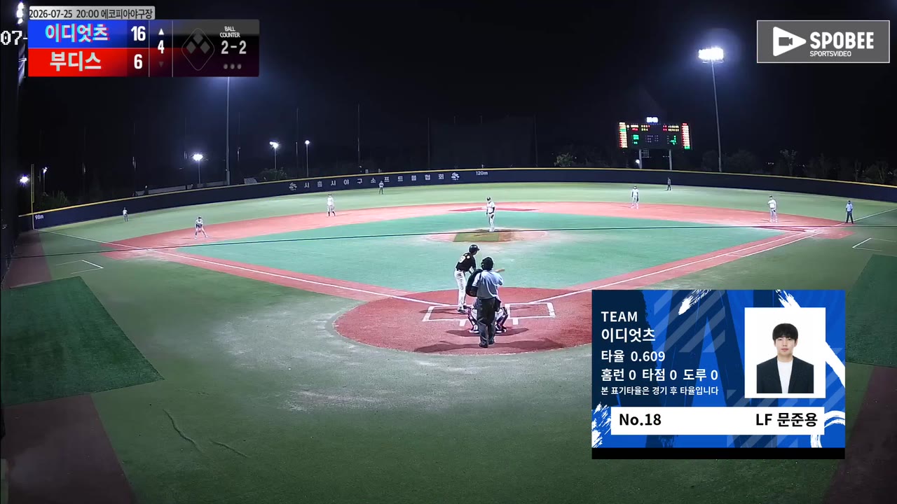 문준용(18번, 이디엇츠) 1루타 클립 | vs 부디스 | 7/25 (에코피아야구장)