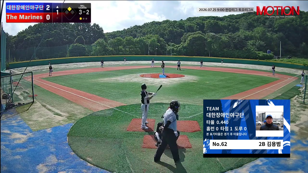 김용범(62번, 대한장애인야구단) 볼넷 클립 | vs The Marines | 7/25 (고촌 야구장)