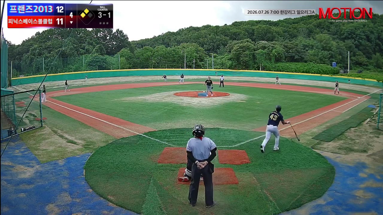전재현(43번, 피닉스베이스볼클럽) 1루타 클립 | vs 프랜즈2013 | 7/26 (고촌 야구장)