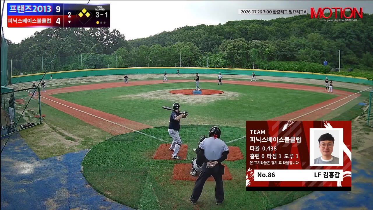 김홍갑(86번, 피닉스베이스볼클럽) 볼넷 클립 | vs 프랜즈2013 | 7/26 (고촌 야구장)